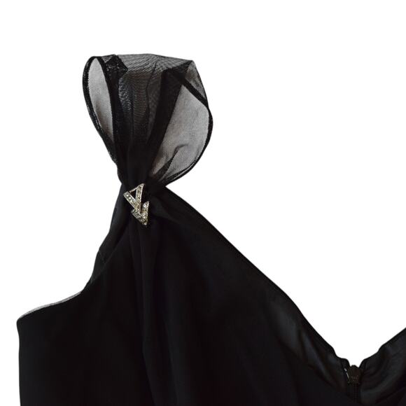 Elegant Vintage 90s Black Sheath Dress - Size 14 Evening Gown - Picture 3 of 6